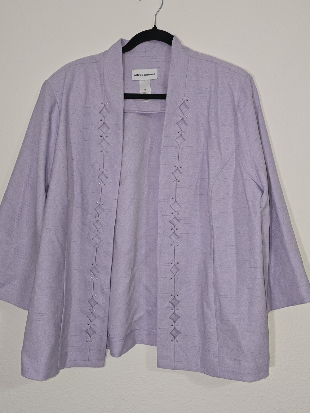 Alfred Dunner Lavender Lightweight Open-Front Cardigan